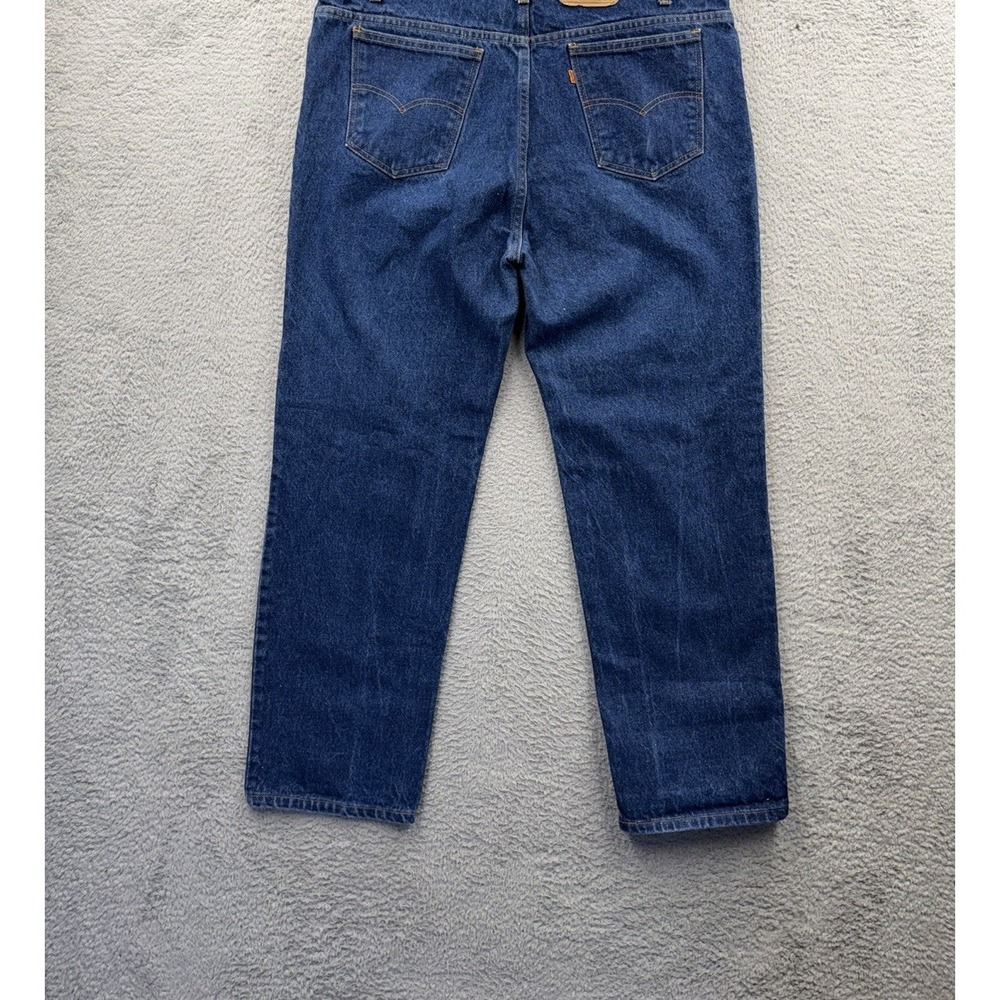 Vintage Levis 509 Orange Tab Jeans Mens 42x30 Blue Dark Wash 80s Straight Fit